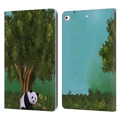 Étui portefeuille cuir iPad 9.7 anti-choc design panda mignon