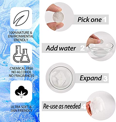 Image of MultiPurpose Portable Face Care - Compressed Tissue & Mini Cotton Hand Towel, Magic Towel Tablet Coin Tissue - Disposable Travel Facial Tissues (50 Pc)