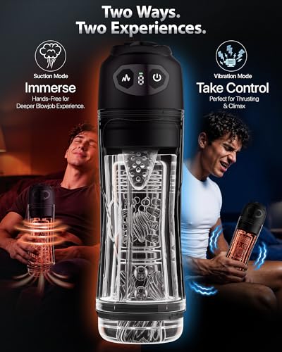 Image of EINSEO Sucking Male Masturbator with 7.1 inch Deep Sleeve, AI Sync Sex Toys for Men 7-Speeds Suction & Vibration, Licking Pocket Pussy with Phone Holder Male Stroker Custom Penis Pump Blowjob Adult Toys
