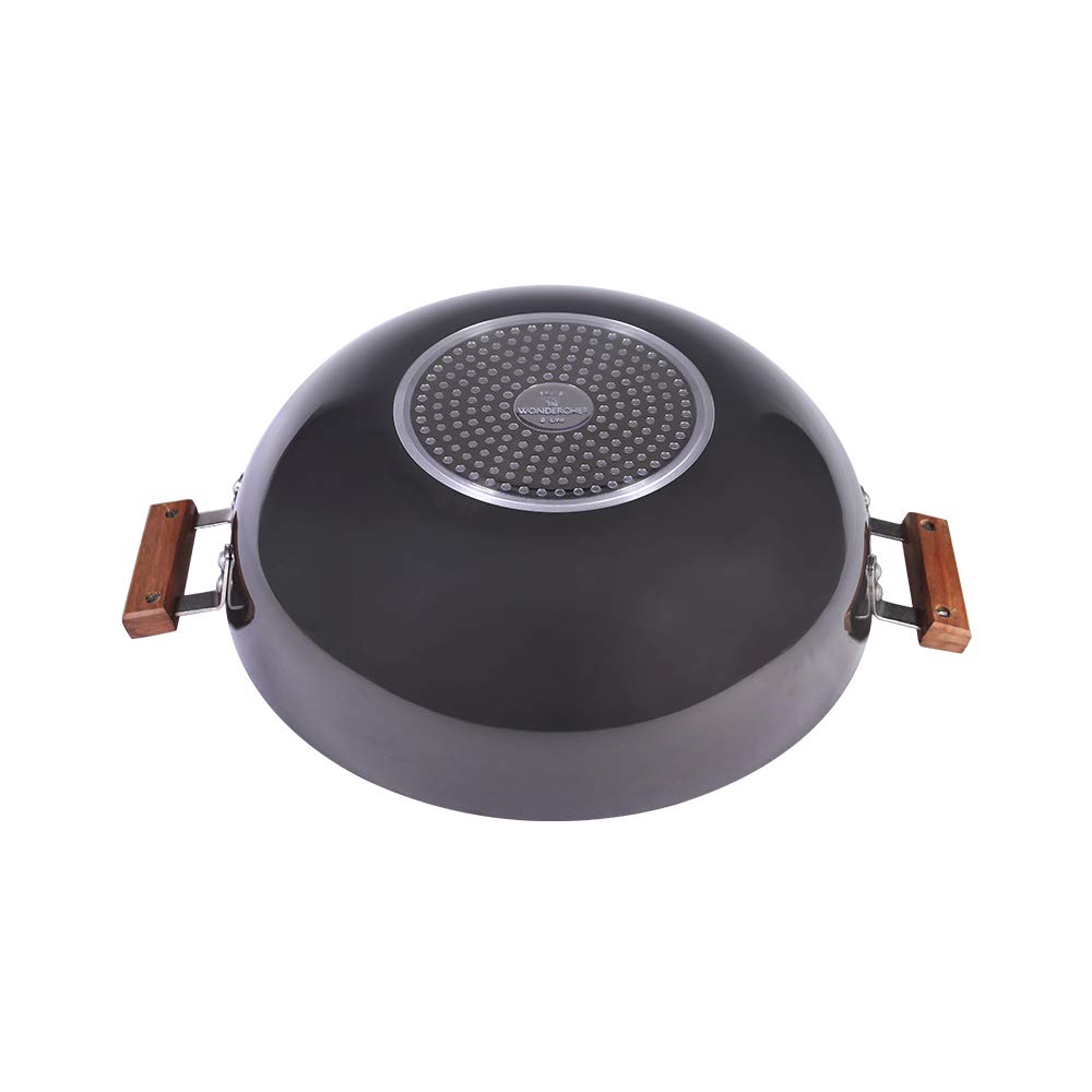 Wonderchef Ebony Aluminium Hard Anodized Deep Kadhai/Kadai with Lid - 30 cm, 6 Litre | Ideal for Sauteeing Veggies, Dal and Curries | Black - Image 5 thumbnail
