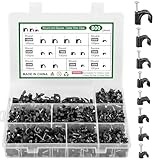 800 Stück Kabelschellen Nagelschellen, Runde/Quadrat Kabel Clips, Kabelschellen Schwarz, Kabelhalter Wand Befestigungen für Netzwerkkabel, 4mm 5mm 6mm 7mm 8mm 10mm