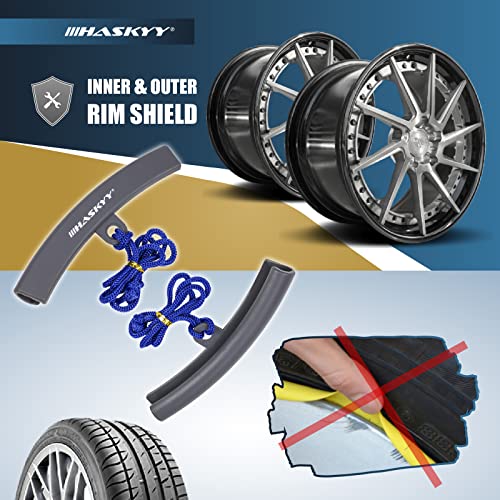 HASKYY Felgenkantenschutz Felgenschutz Felgenschutzleiste für Alufelgen Felgenhornschutz mit Befestigungsseil - 2 Stück - Felgenhorn Schutz für Reifenmontage