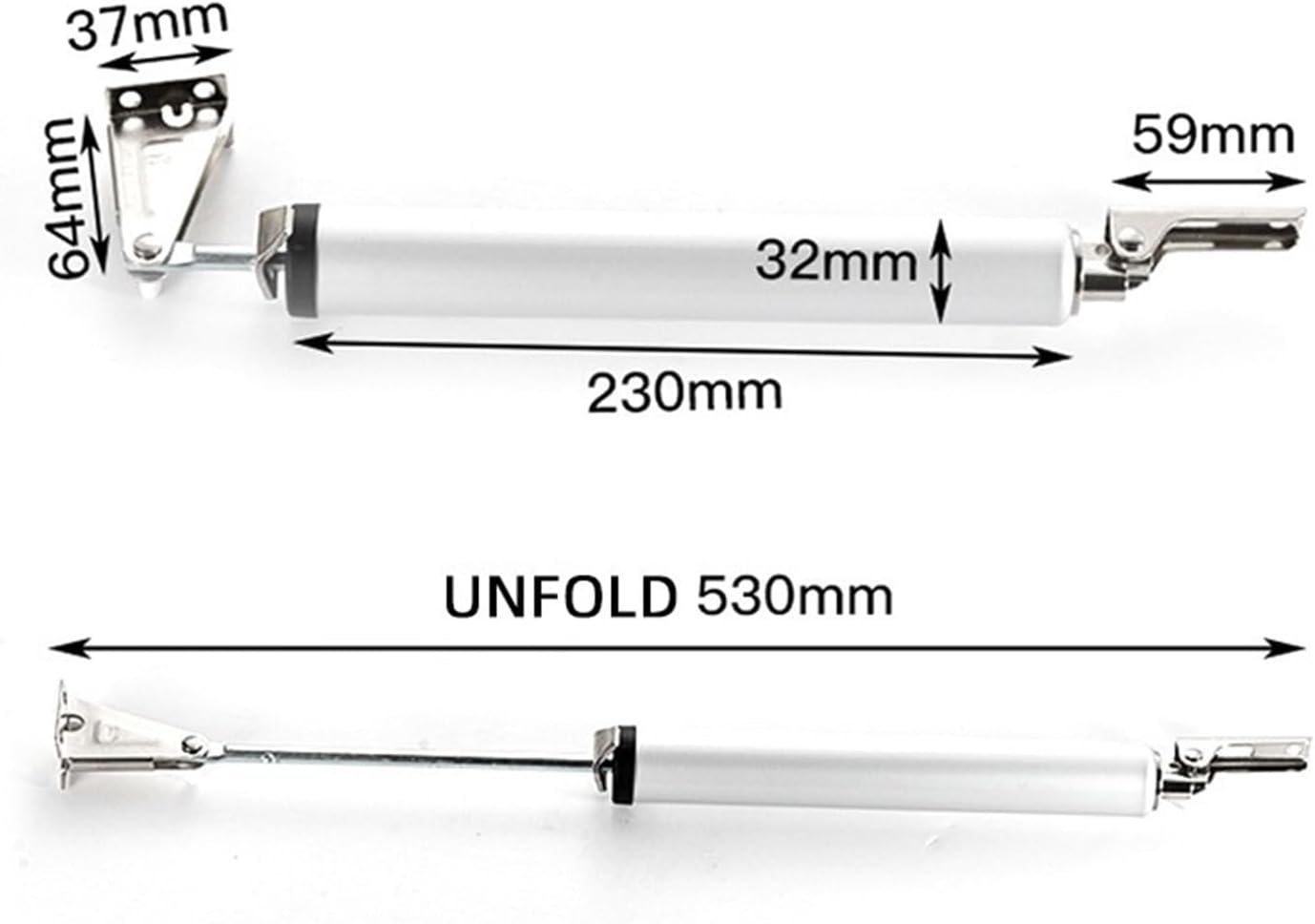 Automatic Door Closer 35kg Aluminum Alloy Soft Closing Adjustable Gas Spring 100 Degree Positioning Stop Hardware(White)