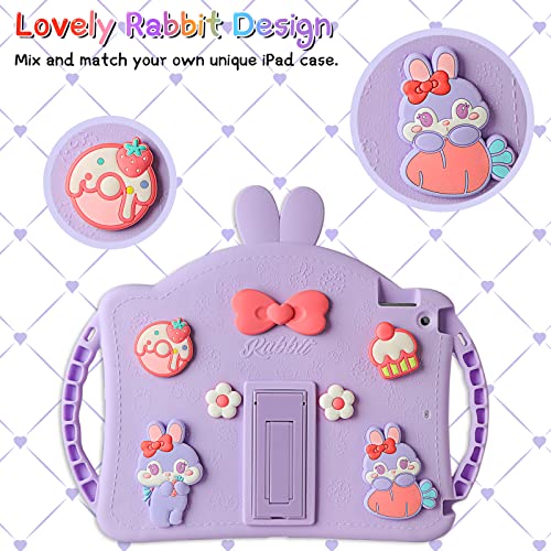 Vofuoe For Ipad 9Th 8Th 7Th Generation Case, Ipad 10.2 Case With Dolls Shoulder Straps, Cute Rabbit Soft Silicone Tablet Cases Kids Girls For Ipad 9Th/8Th/7Th Generation 10.2'' 2021 2020 2019-Purple #TOP4