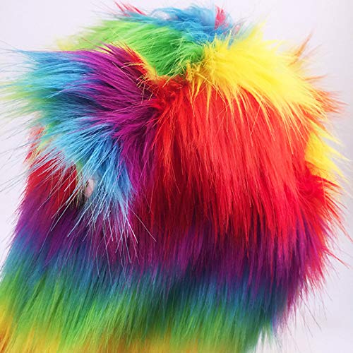 Winter Faux Plush Hood Hat Scarf and Gloves Mittens Rainbow for Ears Long Hooded Shawl Wrap for Women Gir4