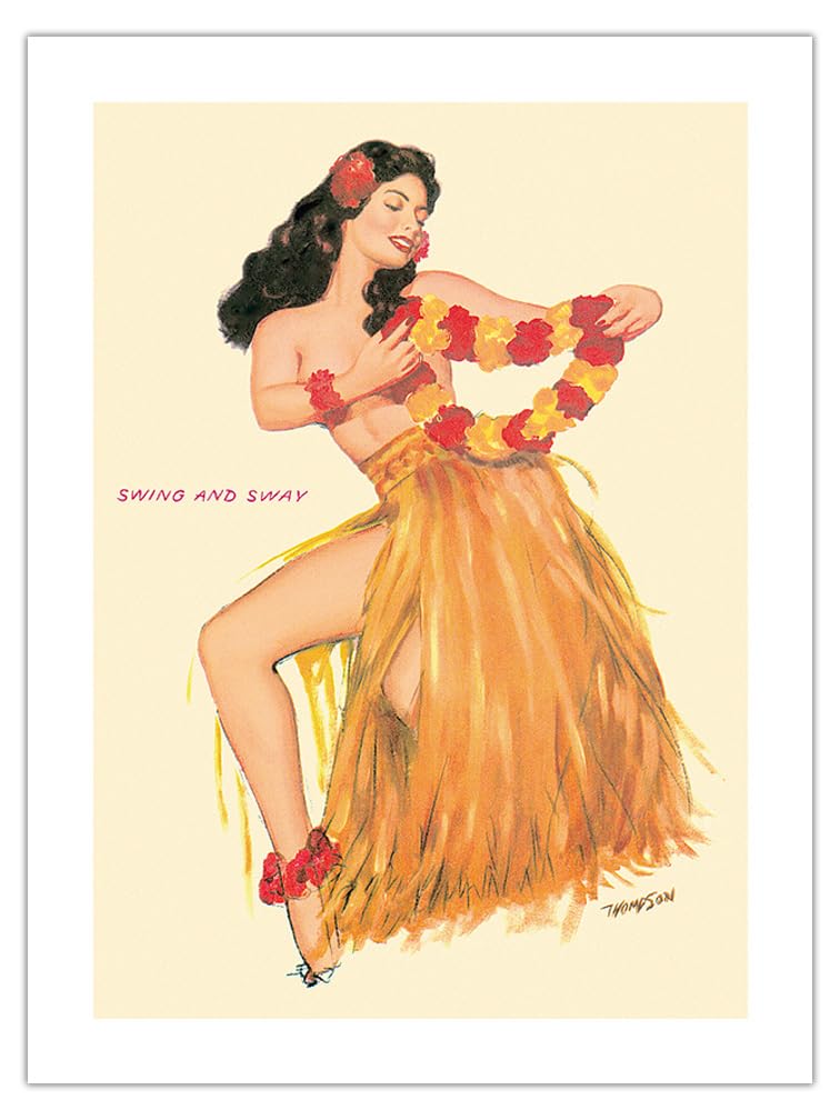 Amazon.com: Swing and Sway - Hawaiian Hula Dancer - March 1953 - Vintage  Pin Up Calendar Page by Jerry T.N. Thompson 1953 - Premium 290gsm Bamboo  Paper Print 12x16in : Office Products