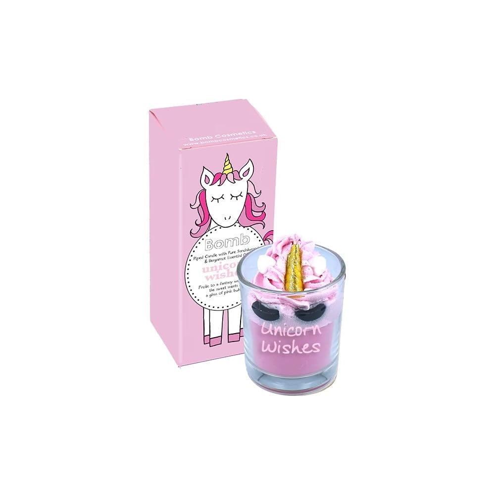 Bomb Cosmetics Unicorn Wishes Piped Candle Scented Essential Oils Wax Candle in Glass Jar