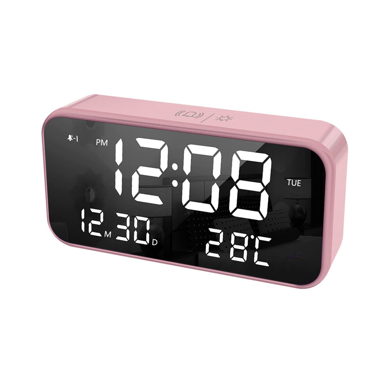 Cyfrowy budzik LED z muzyką - elektroniczny budzik z ładowaniem przez USB z aktywowanym głosem trybem oszczędzania energii, funkcją drzemki, regulacją jasności, 3 grupami trybów alarmowych (kolor: B