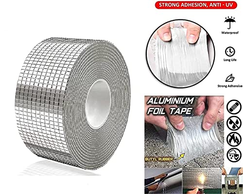 Image of Leakage Waterproof Tape for Pipe Leakage Roof Water Leakage Solution Aluminium Foil Tape Waterproof Adhesive Tape Sealing Butyl Rubber Tape for Surface Crack, Pipe Rupture (5cmx5m-1PS) (1)