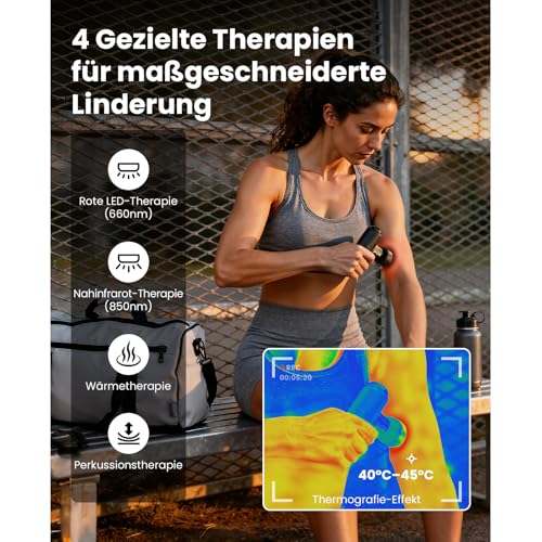 Bob and Brad Q2 Ultra Massagepistole mit Infrarot-Heizmassagekopf, Mini Massage Pistole mit Tragetasche, Leise Massagegerät Massage Gun Muskelmassagepistole für Linderung von Muskelschmerzen 4