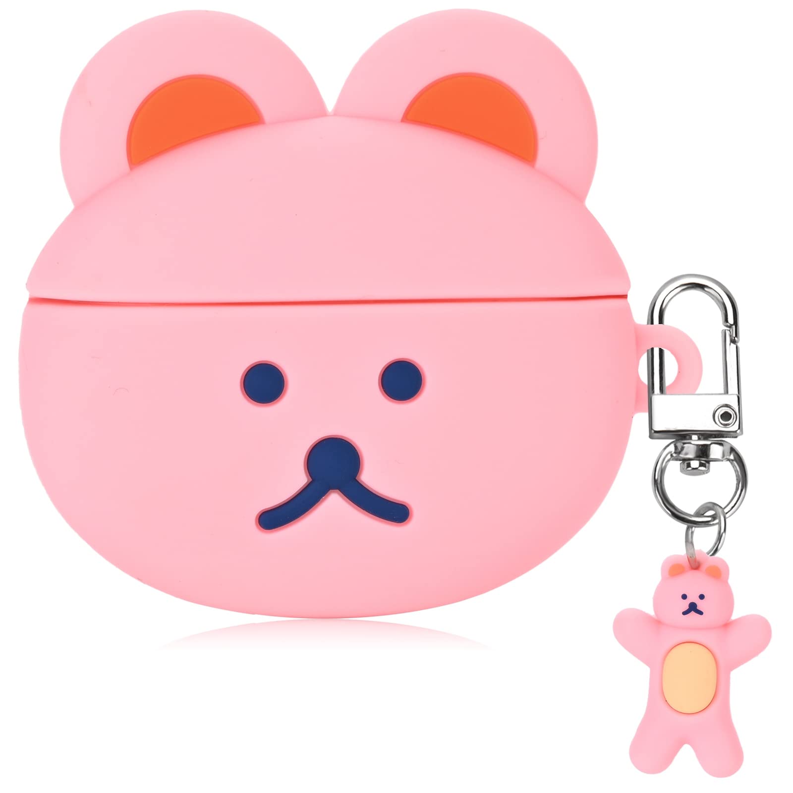 Photo 1 of 2-Pack Cute AirPod Pro case,with Key Chain and Beautiful Bear Pendant,Soft Silicone Protective Soft Shell,Compatible with for Airpods Pro Case (Pink)