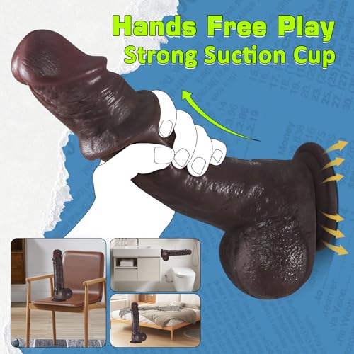 Image of 10'' Big Brown Dildo with Movable Skin, Realistic Foreskin Dildos, Huge Thick BBC, Real Skin Dual Silicone Dildos with Strong Suction Cup, Adult Sex Toys for Men, Women and Gays