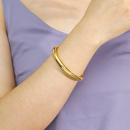 Gold Cuff Bangle Bracelets For Women Chunky 18k Gold Plated Stainless Steel Bracelet Non Tarnish Lightweigt Minimalist Jewellery Gift3