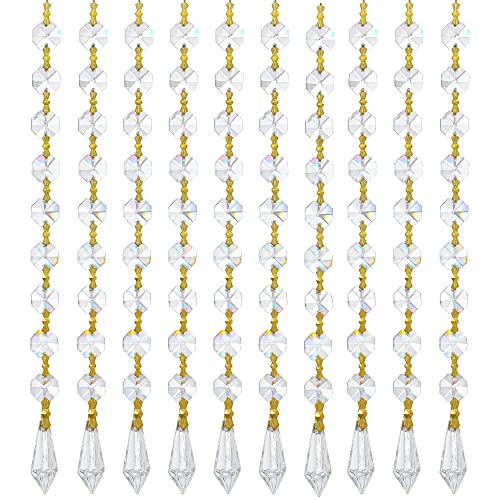 10pcs Hanging Chandelier Crystal Beads Chains Crystal Garland Strands Glass ...