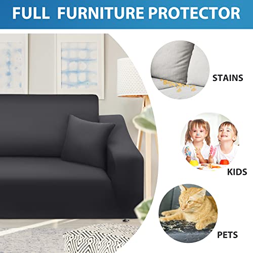 La Meack Sectional Couch Covers, Super Stretch L Shape Sofa Covers With 2Pcs Pillowcases, Washable Slipcovers Protector For Dog Cat Pets Kids Children (3 Seat Sofa + 3 Seat Chaise, Dark Grey) #TOP2