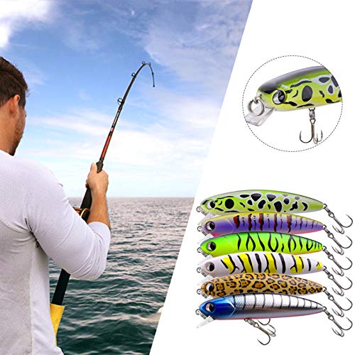 Isca de pesca, isca de peixe artificial, isca dura com olhos 3D de cor brilhante - 6