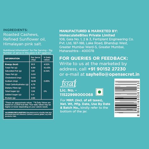 Image of Open Secret Premium Roasted and Salted Cashews | 1 kg | Dry Fruits, Kaju, Cashew 1kg, Cashew Nuts, Roasted Cashews, Freshly Roasted, Nutritious, Crunchy & Delicious Snacks (Pack of 3)