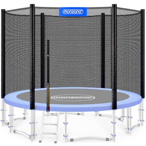MONZANA Sicherheitsnetz Trampolin 183/244/305/366/427 cm 6-8 Stangen UV-beständig Trampolinnetz Trampolinschutz...