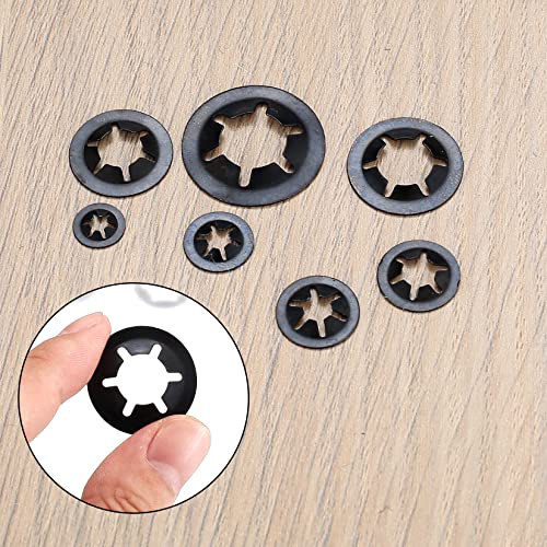 Ewwtrey 340 Stück Sicherungsscheiben, Unterlegscheiben, Innenzahn Schnellverschluss Haltering Snap Sicherungsring Sortiment Kit - Schwarz, M3, M4/M5/M6/M8/M10/M12