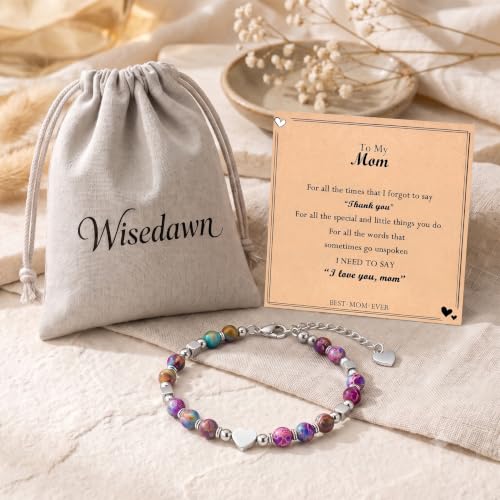 Image of Gifts for Women & Girl, Healing Natural Stone Beads Heart Bracelets with Quote Card, Back to School Valentines Mothers Day Graduation Christmas Birthday Gifts