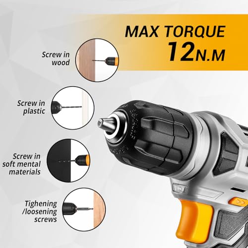 DEKO Cassetta Attrezzi Completa con Trapano Avvitatore Batteria 8V, 126 Pezzi Valigetta con Set Completo di Punte - Immagine 4