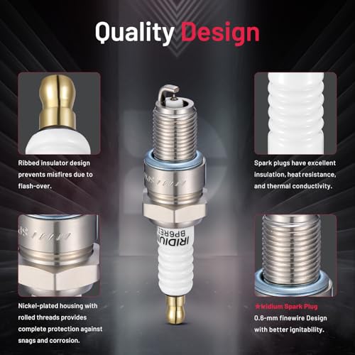 Image of BDFHYK 6578 Iridium Spark Plugs Compatible with Cherokee 300 Special Calais Suburban Dart 2.0L 3.2L 5.0L L4 L6 V8 Replacement for BPR4ES Set of 8
