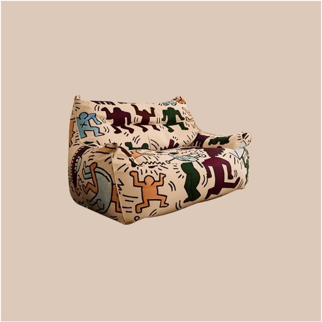 BKEKM Bean Bag Chair Personalized Lazy Sofa Chair Graffiti Suede Bean Bag Tatami with Filling Sofa Pouf Colorful Bean Bag Lounger