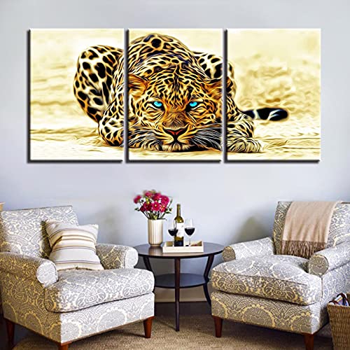 Affiches léopard modernes triptyque 50x70cm pour décoration salon moderne