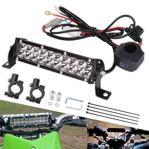Dirt Bike Light Bar LED 60W 2500LM Motorcycle Headlight Kit Switch Universal for 7/8