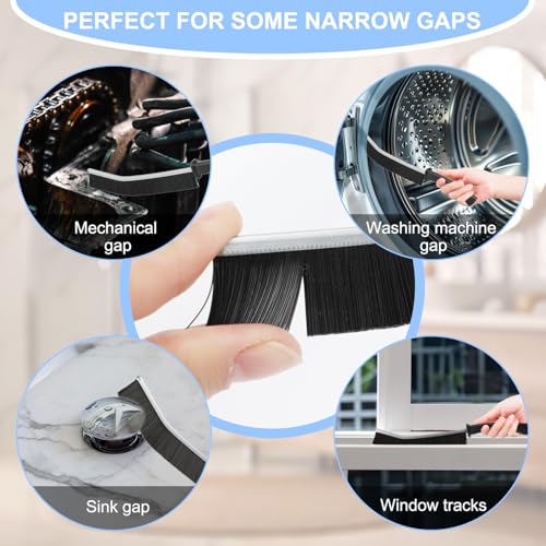 Image of 8 Pack Hard Bristle Crevice Cleaning Brush, Gap Cleaner, Toilet Brush, Grout Cleaner, Kitchen, Bathroom, Car Windshield, Black
