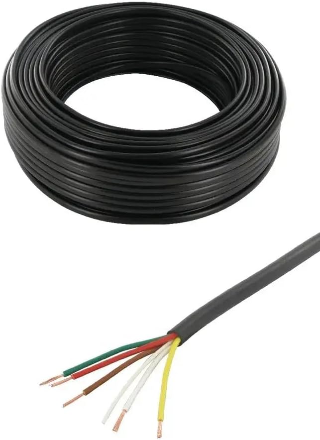 cyclingcolors Trailer Cable Black PVC Vehicle Cable Round Cable Trailer Car Moto Tractor 5 x 0.75 mm² Length 1 m