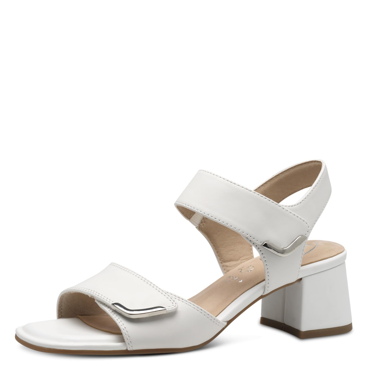Tamaris Comfort Women’s Sandals with Heel Leather Block Heel, White Nappa, 6,5 UK
