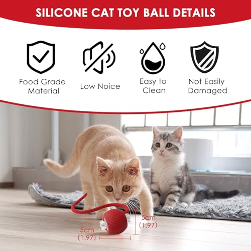 Afaneep Interaktives Katzenspielzeug Katzenball Selbstrollend Elektrisch Ball USB-Aufladung Magic Ball Hund Automatisch Rollende 3 Arbeitsmodi Interaktiver Spielballmit Schwanz für Katzen und Hunde