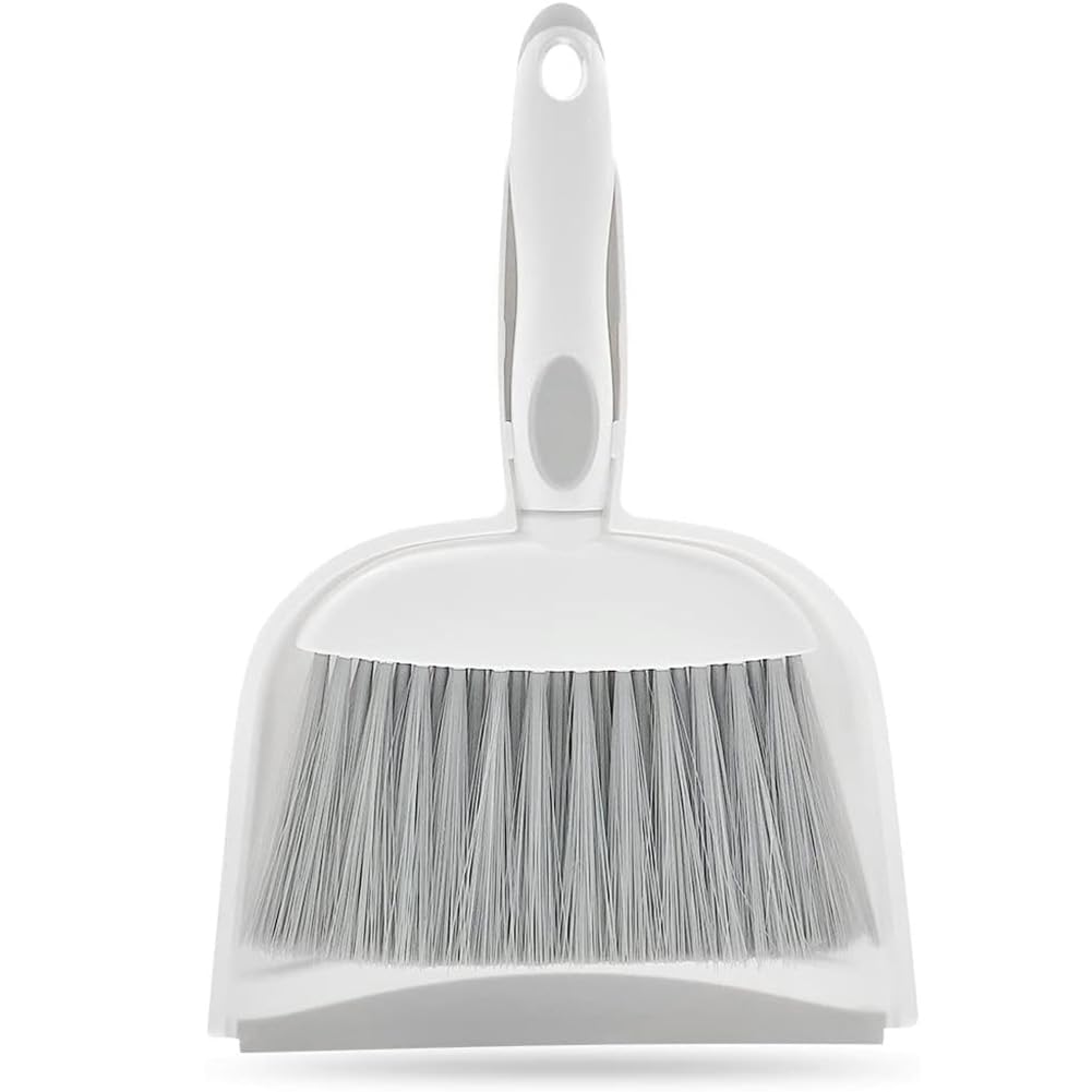 Dust pan, Small Broom and Dustpan Set, Mini Dustpan and Brush Set, Small Hand Broom with Dust Pan for Desk Table Cat Litter - Compact Hand Broom for Kitchen Counter Crumbs, RV Living Essentials (Gray)