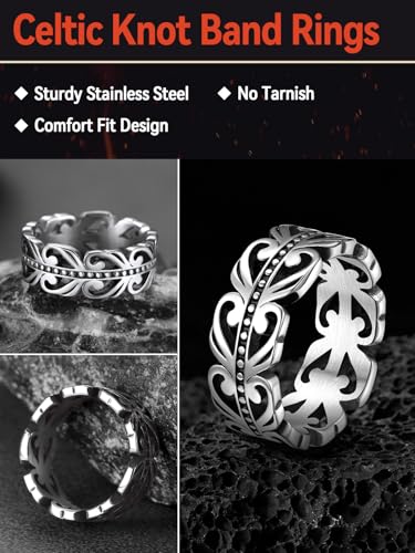 FaithHeart Celtic Knot Band Rings for Men Women, Stainless Steel/18K Gold Plated Viking Wedding Bands with Delicate Gift Packaging2