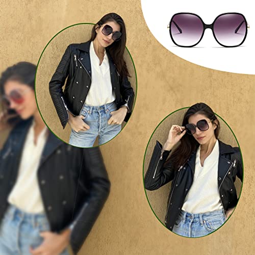 Image of Freckles Mark 70s Super Oversize Square Sunglasses for Women Vintage Rectangular Plastic Frame