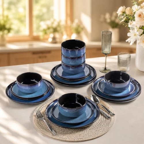 Image of LERATIO Ceramic Dinnerware Sets for 4,12-Pcs Porcelain Plates and Bowls Set
