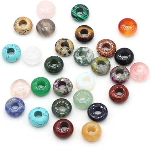Cuentas sueltas de piedra semipreciosa natural con agujero grande forma de ábaco ópalo de moda amatista unakita cuentas de cuarzo rosa para hacer