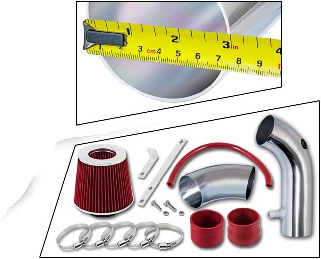 High Performance Parts Short Ram Air Intake Kit & Red Filter Combo Compatible for 2007-2011 Jeep Wrangler 3.8L V6 Engine