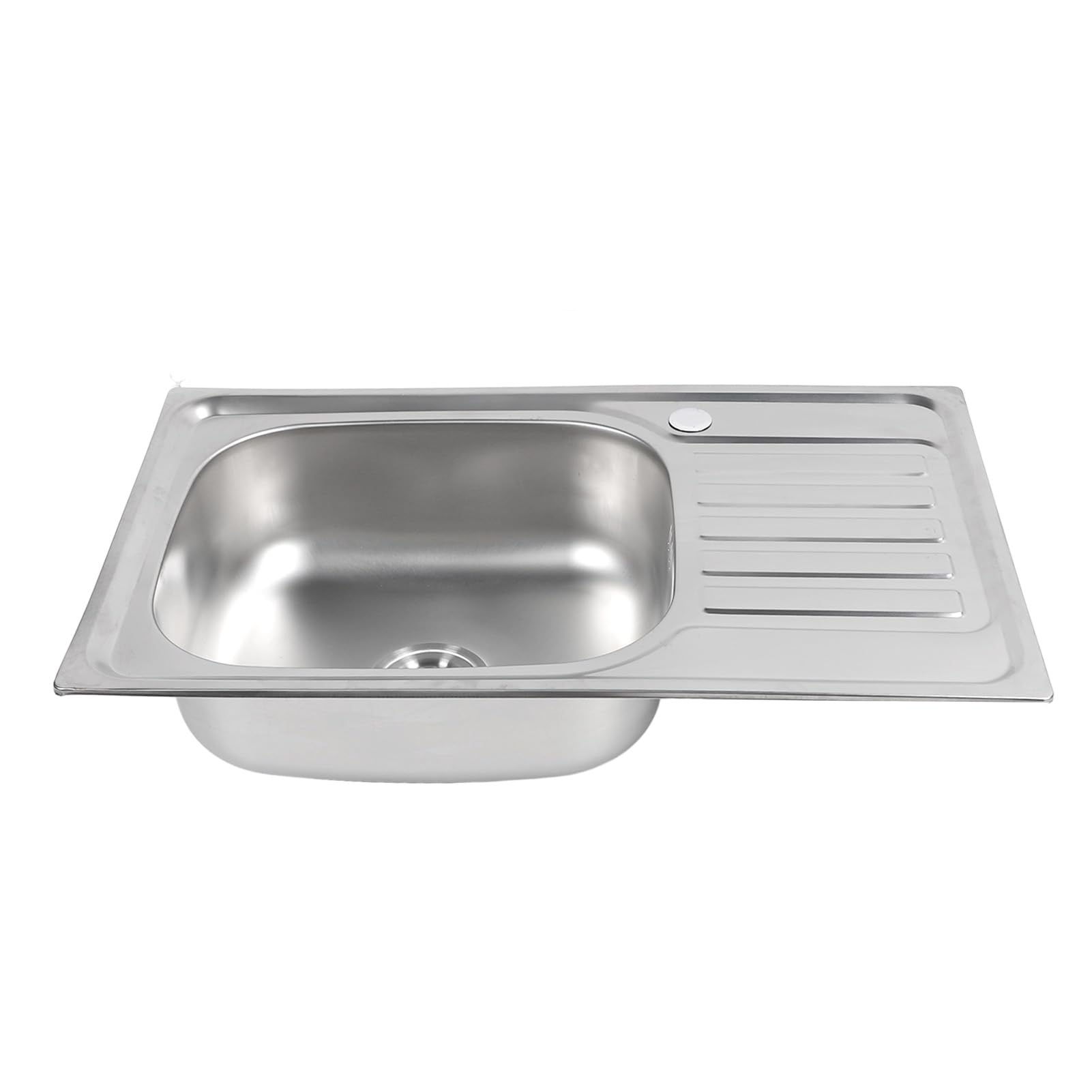 Rengue Stal Nierdzewna 304, Zlew Kuchenny Wpuszczany 29,5x17,7x7,1 Cala, Pojedyncza Misa, Montowany od Góry, Stacja Robocza z Odpływem w Kształcie X, Zaokrąglone Narożniki R10, do Domu,