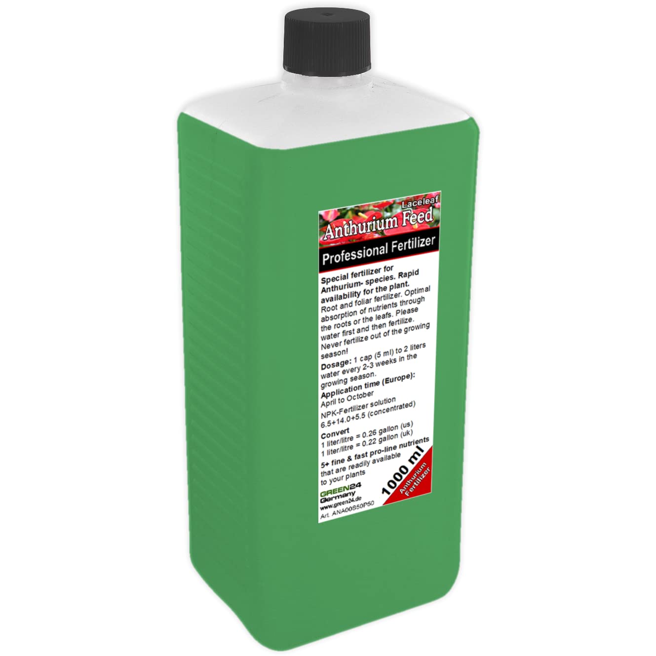 GREEN24 Engrais Anthurium HIGH-TECH 1000ml Engrais végétal spécial pour fleurs de flamants roses