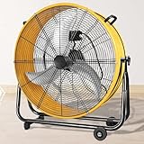 Wekuku 30 Inches 3-speed Heavy Duty Metal Industrial Drum Fan-High Velocity Yellow Floor Fan For Air Circulation In Workshops, Garages & Large Spaces