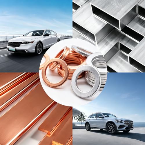 Image of 30PCS Oil Drain Plug Gasket,14mm Copper and Aluminum Crush Washers Assortment Kit,Automotive Replacement Drain Plug Gaskets-OEM 007603-014106 /OEM 94109-14000