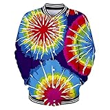 Dolpind Women's Tie Dye Varsity Jacket Long Sleeve Hip Hop Bomber Jacket Baseball Jackets Outwear