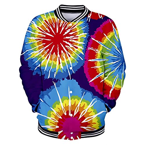 Dolpind Women's Tie Dye Varsity Jacket Long Sleeve Hip Hop Bomber Jacket Baseball Jackets Outwear #TOP24