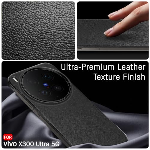 Image of TheGiftKart Hybrid Ultimate Slim Back Case Cover for Vivo X300 Ultra 5G | Lightweight Profile | Hard Back Case Cover for Vivo X300 Ultra 5G (PC & TPU, Metal Camera Ring, Leather Texture Finish, Black)