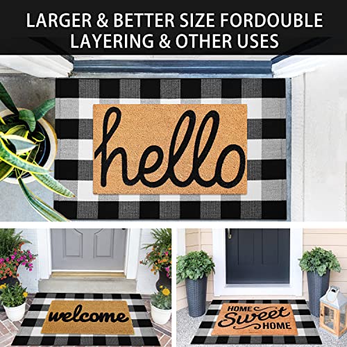 Kozyfly Buffalo Plaid Rug 27.5X43 Inches Black And White Outdoor Rugs Hand Woven Cotton Washable Indoor Buffalo Check Rug Layered Doormats For Front Door/Front Porch/Farmhouse/Entryway/Patio #TOP1