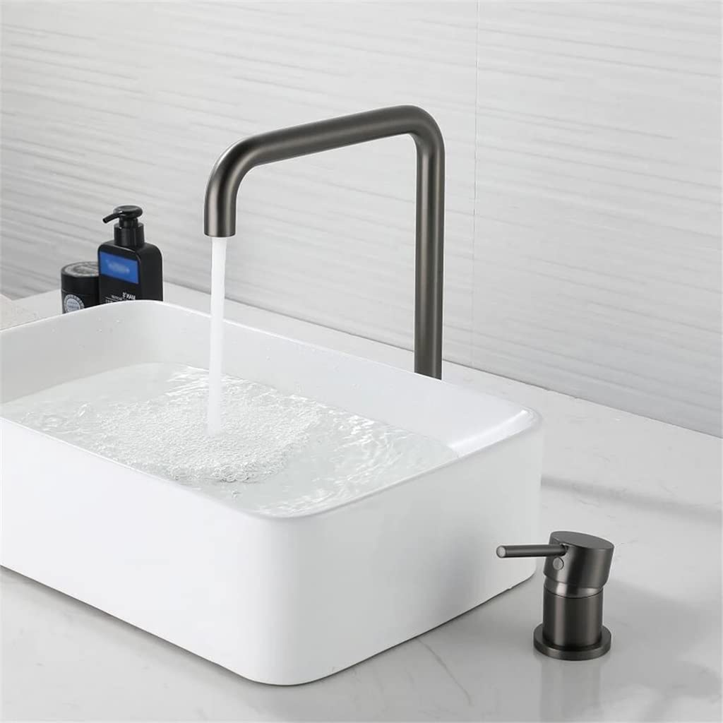 Robinet de lavabo noir à large diffusion avec tuyau extensible