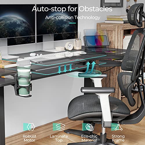 Linsy Home 63In Height Adjustable Electric Standing Desk For Home Office, Stand Up Table With Cup Holder&Hook, Sit Stand Desk With Splice Board, Black #TOP5