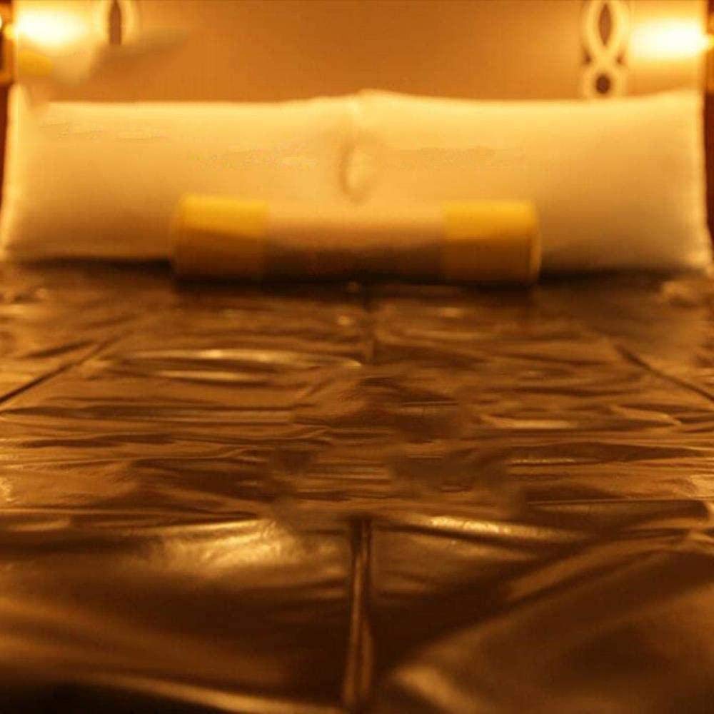 Imperméable Huile Massage Sexuel Housse de Drap PVC Vinyle Adulte Feuilles Sexy Jeu Reine Roi Literie Draps-Rouge 2,2 * 2 m